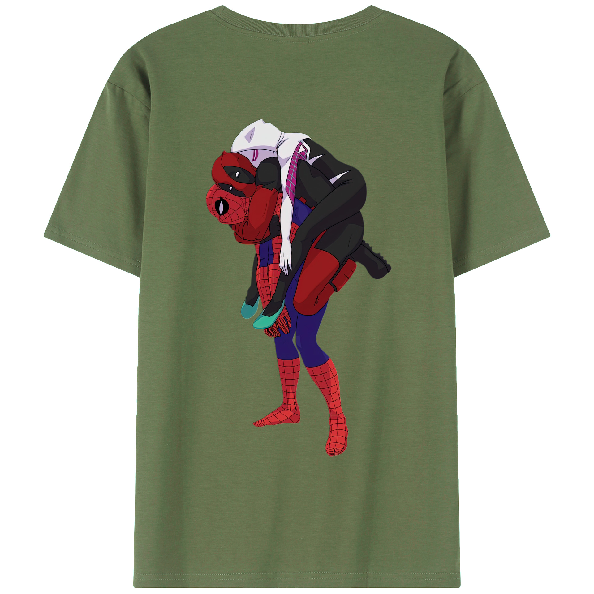 （画像用） Deadpool デッドプール 綿100％ メンズ半袖Tシャツ（バックプリント） 通気性